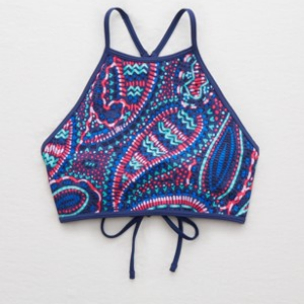 Crop halter swim top